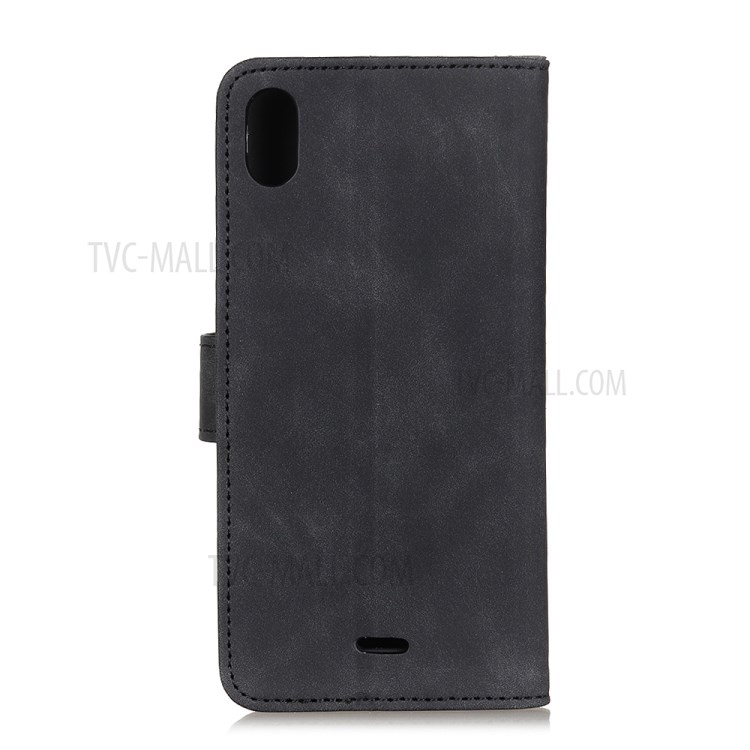 KHAZNEH Vintage Style Leather Wallet Stand Case for Wiko Y61 - Black-2