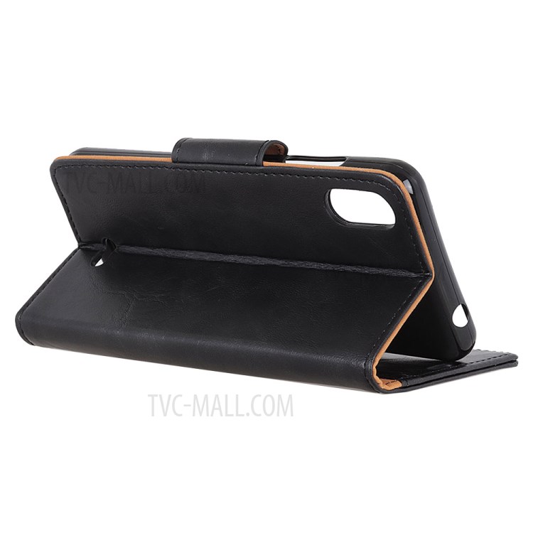 Crazy Horse Wallet Leather Stand Cover for Wiko Y61 - Black-3