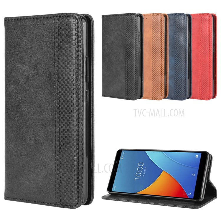 Vintage Style Leather Wallet Stand Case for Wiko Sunny5 - Black-12