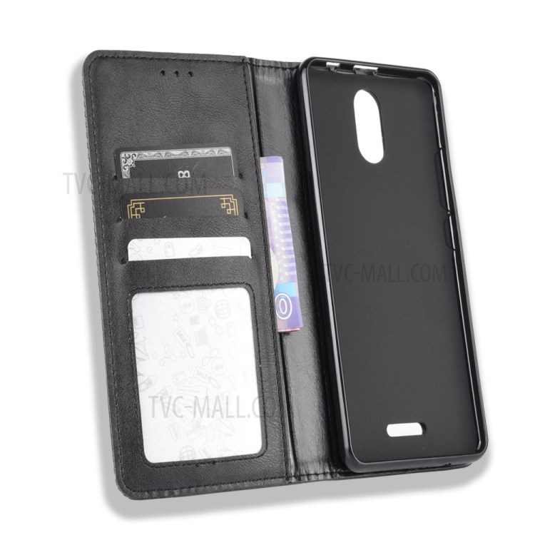 Vintage Style Leather Wallet Stand Case for Wiko Sunny5 - Black-5