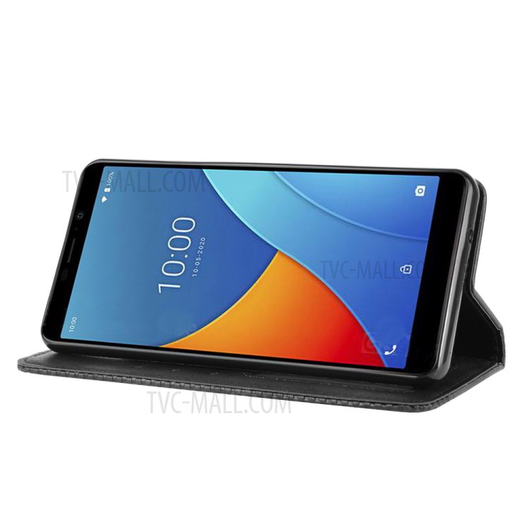 Vintage Style Leather Wallet Stand Case for Wiko Sunny5 - Black-7