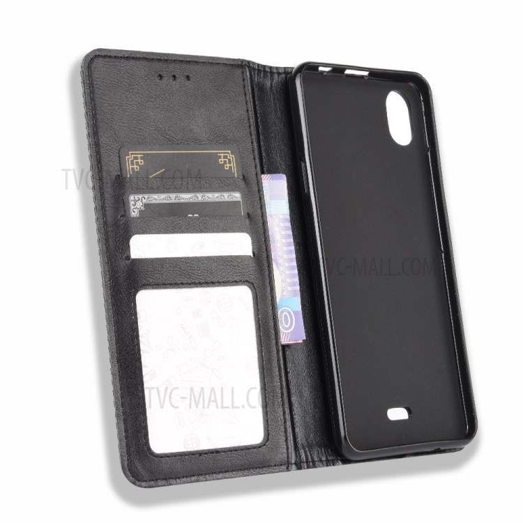 Vintage Style Leather Wallet Case for Wiko Y61 - Black-5