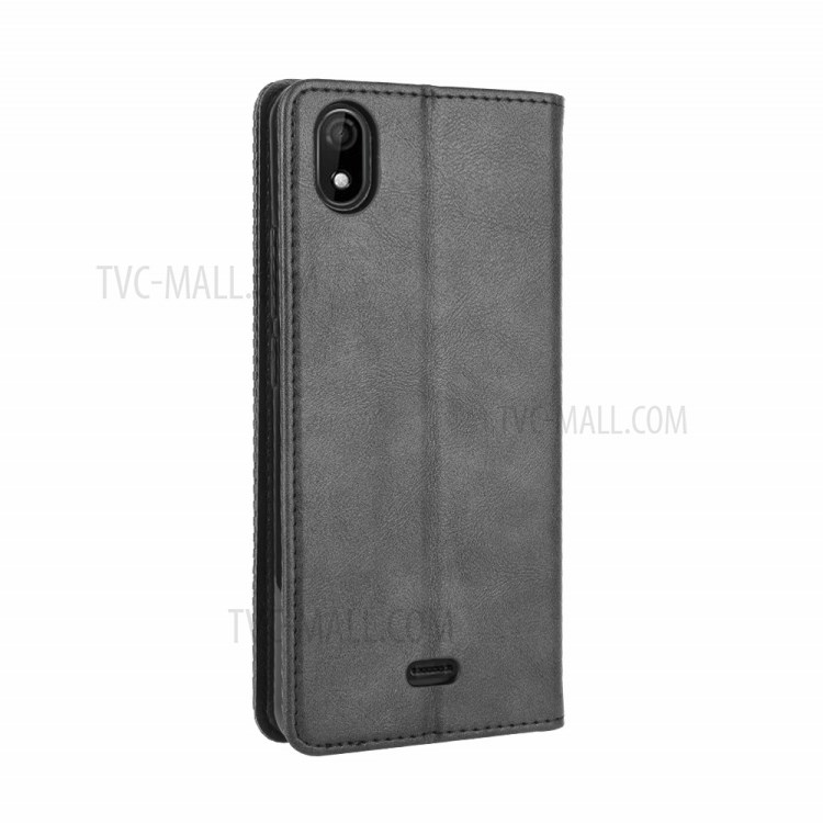 Vintage Style Leather Wallet Case for Wiko Y61 - Black-8