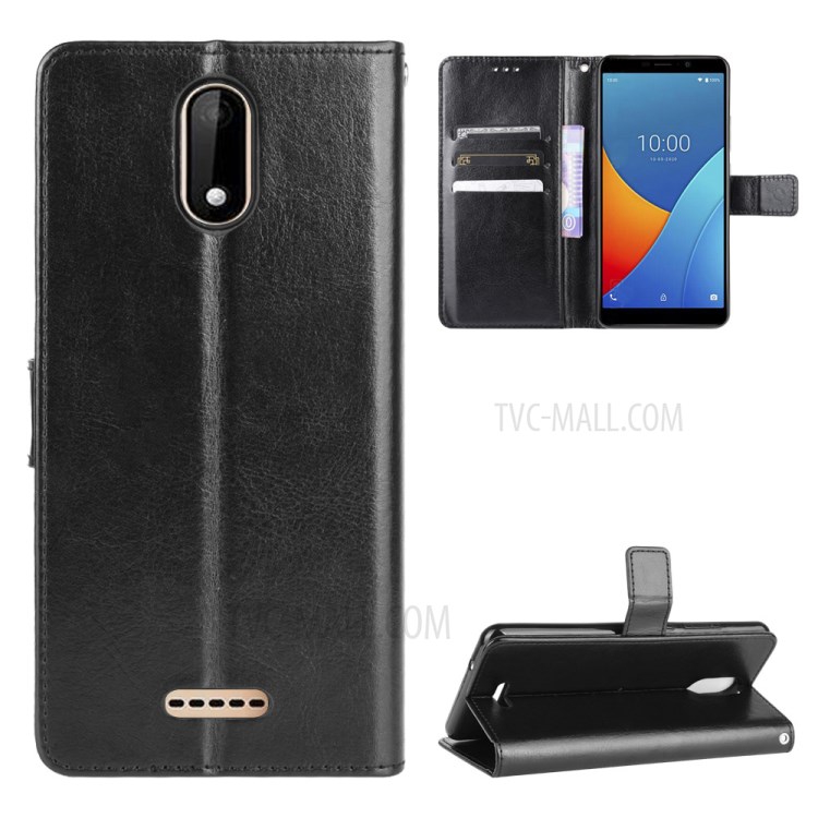 Crazy Horse Leather Wallet Case for Wiko Sunny5 - Black-1