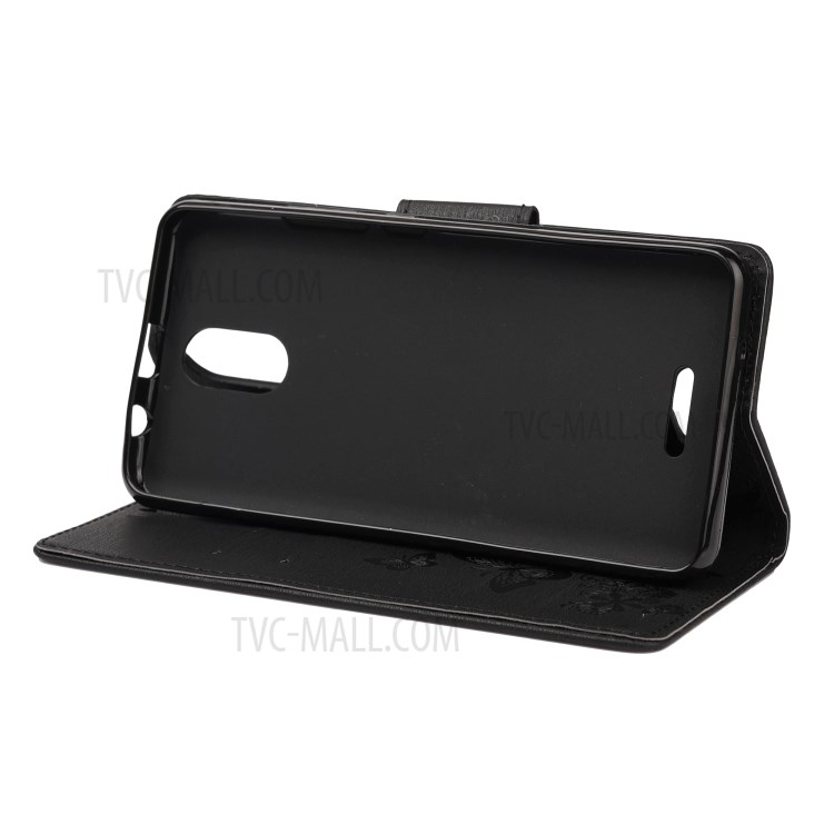 Imprint Butterflies Wallet Stand Flip Leather Phone Shell for Wiko Sunny5 - Black-5