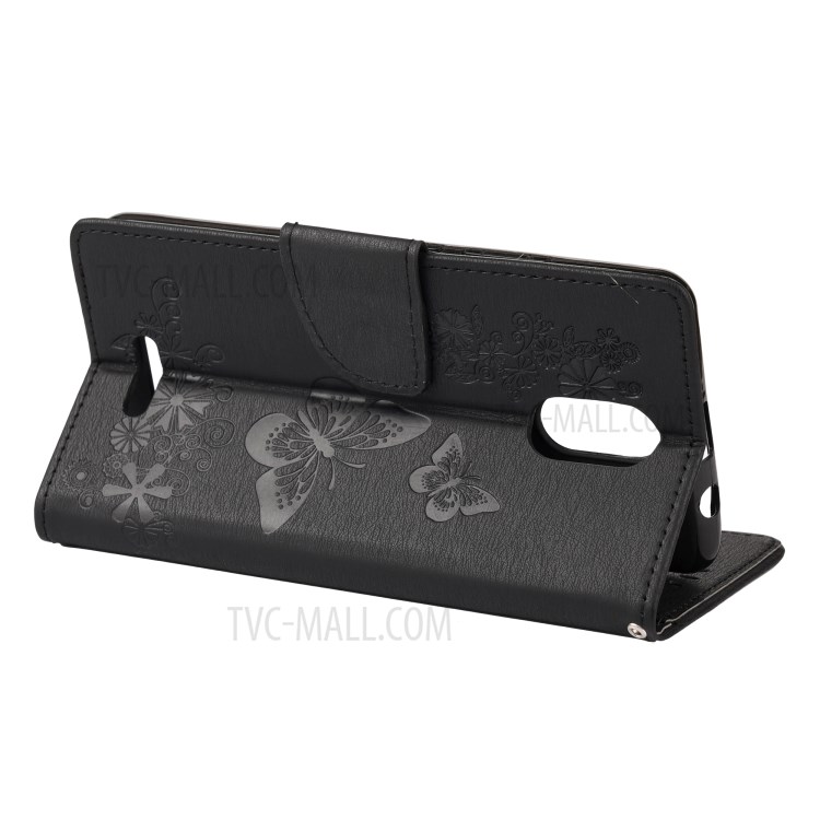 Imprint Butterflies Wallet Stand Flip Leather Phone Shell for Wiko Sunny5 - Black-6
