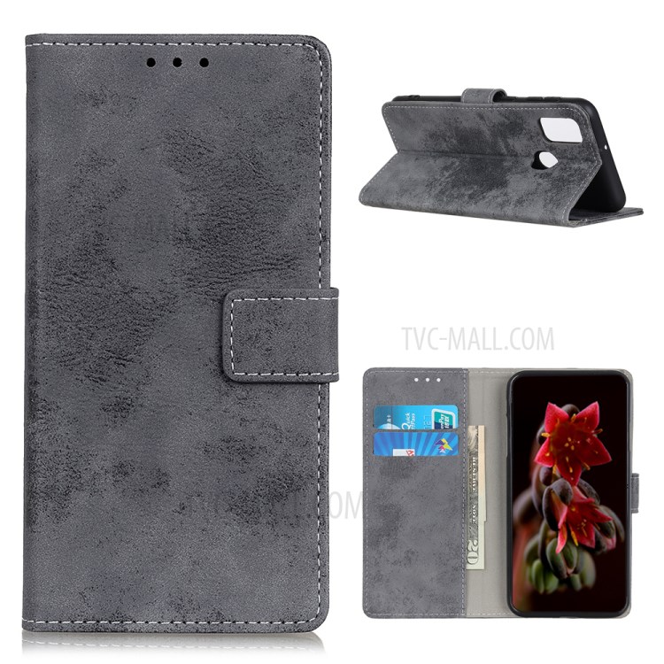 Retro Style Leather Wallet Case for Wiko View 5/View 5 Plus Protection Shell - Grey-1