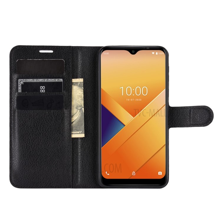 Litchi Texture Leather Wallet Phone Protective Case for Wiko Y81 - Black-3