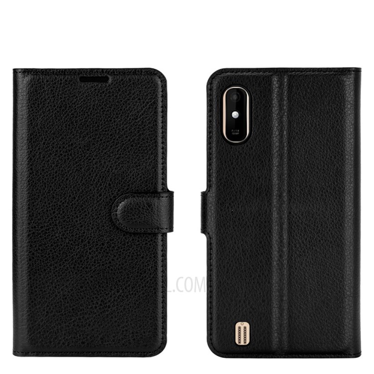 Litchi Texture Leather Wallet Phone Protective Case for Wiko Y81 - Black-4