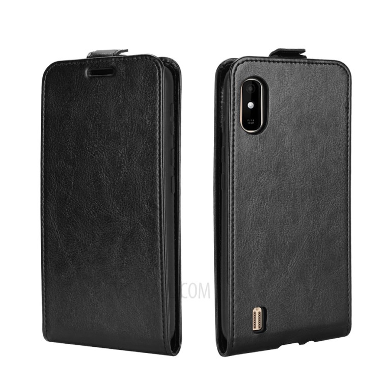 Vertical Flip Crazy Horse Texture with Card Holder Leather Cover for Wiko Y81 - Black-4