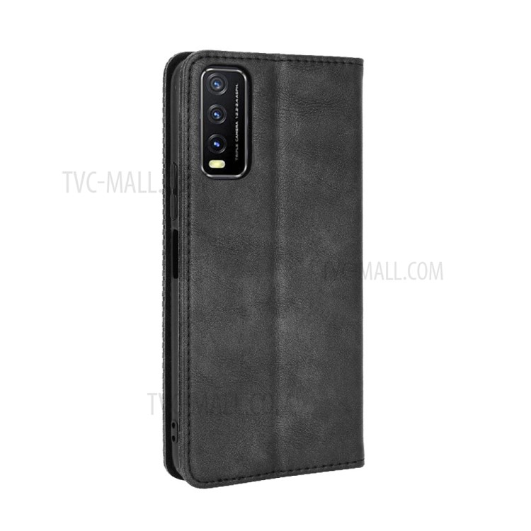 Automatic Absorption Vintage Style Wallet Leather Stand Phone Cover Case for Wiko View 5/View 5 Plus - Black-6