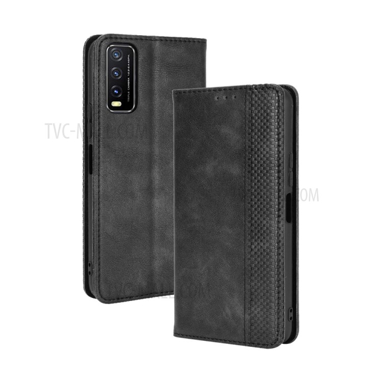 Automatic Absorption Vintage Style Wallet Leather Stand Phone Cover Case for Wiko View 5/View 5 Plus - Black-7