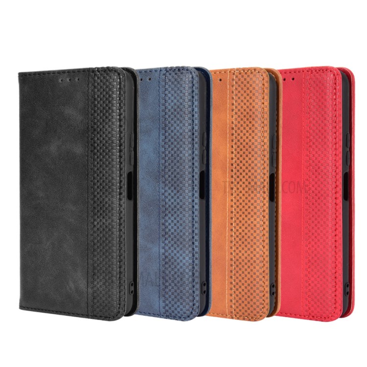 Automatic Absorption Vintage Style Wallet Leather Stand Phone Cover Case for Wiko View 5/View 5 Plus - Black-8