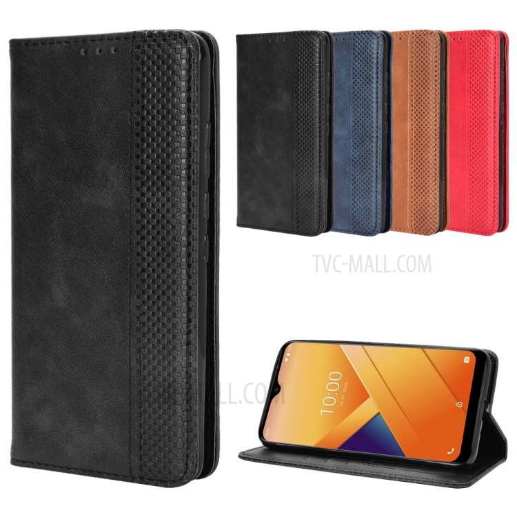 Magnetic Vintage Style Phone Case Wallet Stand Leather Cover for Wiko Y81 - Black-10