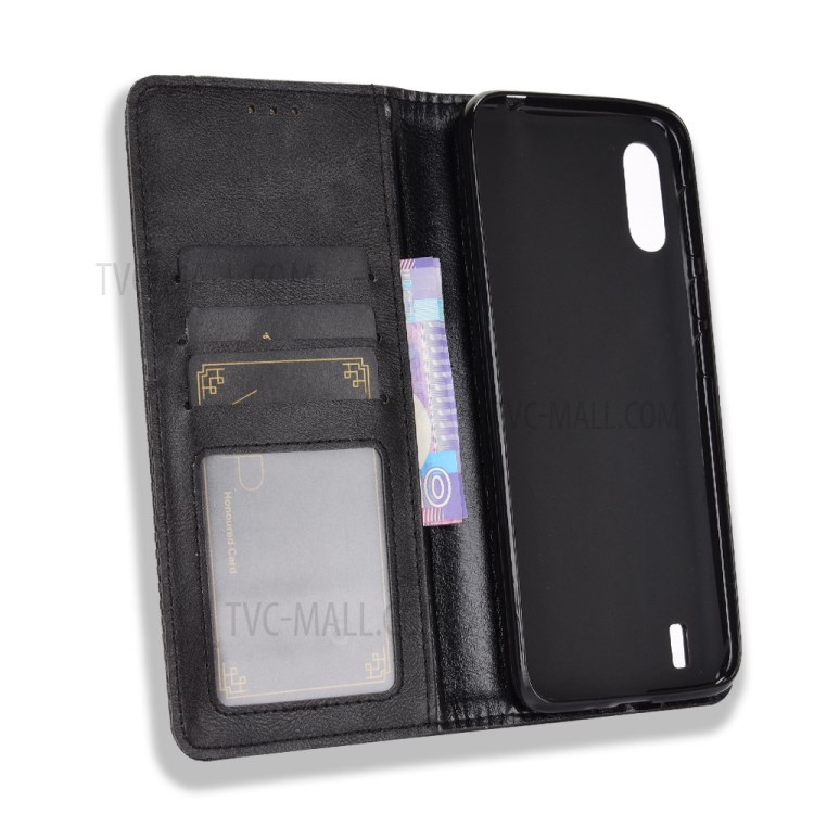 Magnetic Vintage Style Phone Case Wallet Stand Leather Cover for Wiko Y81 - Black-3