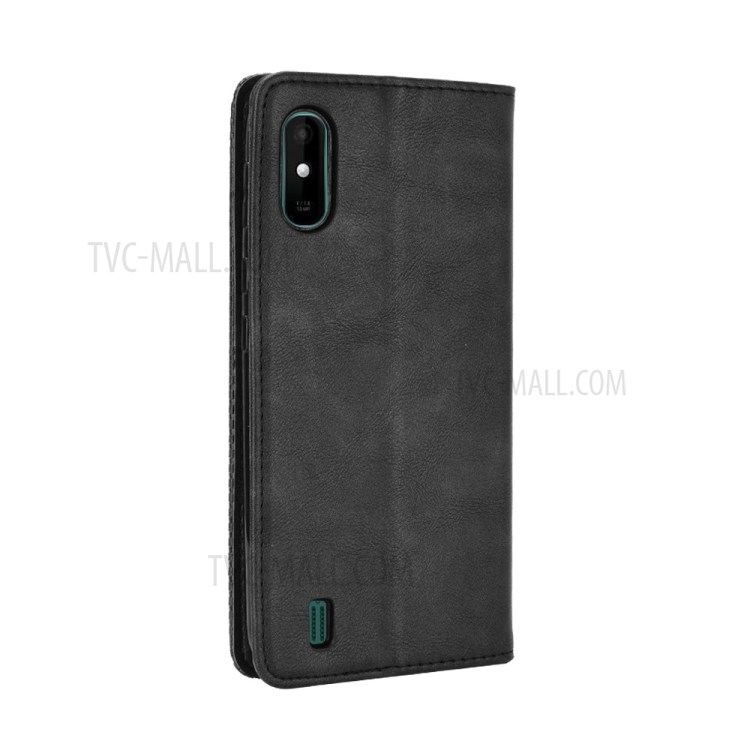 Magnetic Vintage Style Phone Case Wallet Stand Leather Cover for Wiko Y81 - Black-6