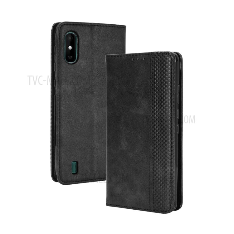 Magnetic Vintage Style Phone Case Wallet Stand Leather Cover for Wiko Y81 - Black-7