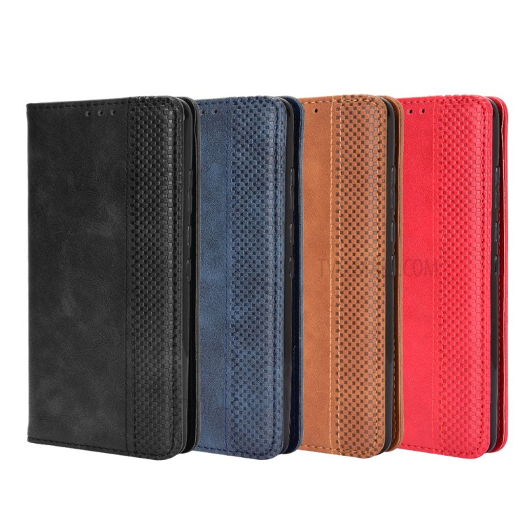 Magnetic Vintage Style Phone Case Wallet Stand Leather Cover for Wiko Y81 - Black-9