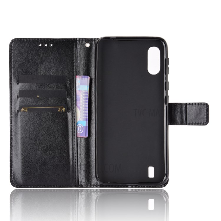 Crazy Horse Wallet Stand Leather Shell with Strap for Wiko Y81 - Black-3