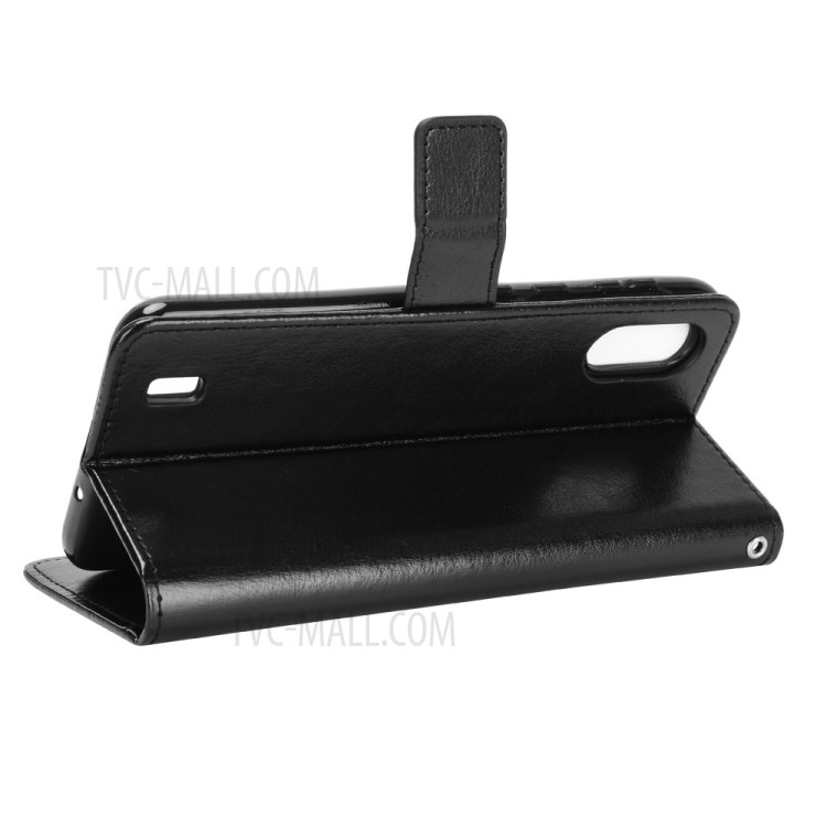Crazy Horse Wallet Stand Leather Shell with Strap for Wiko Y81 - Black-5