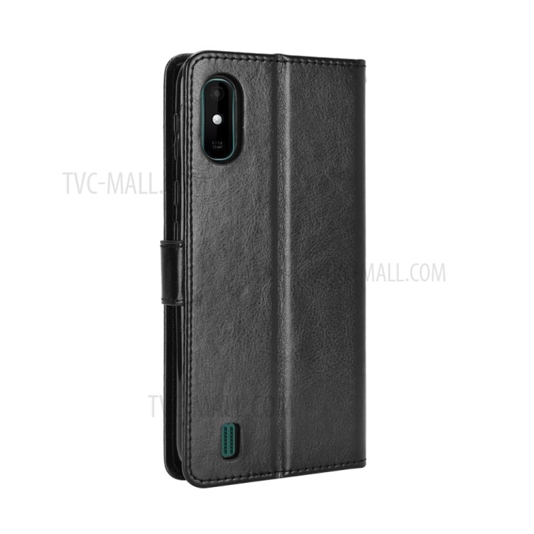 Crazy Horse Wallet Stand Leather Shell with Strap for Wiko Y81 - Black-6