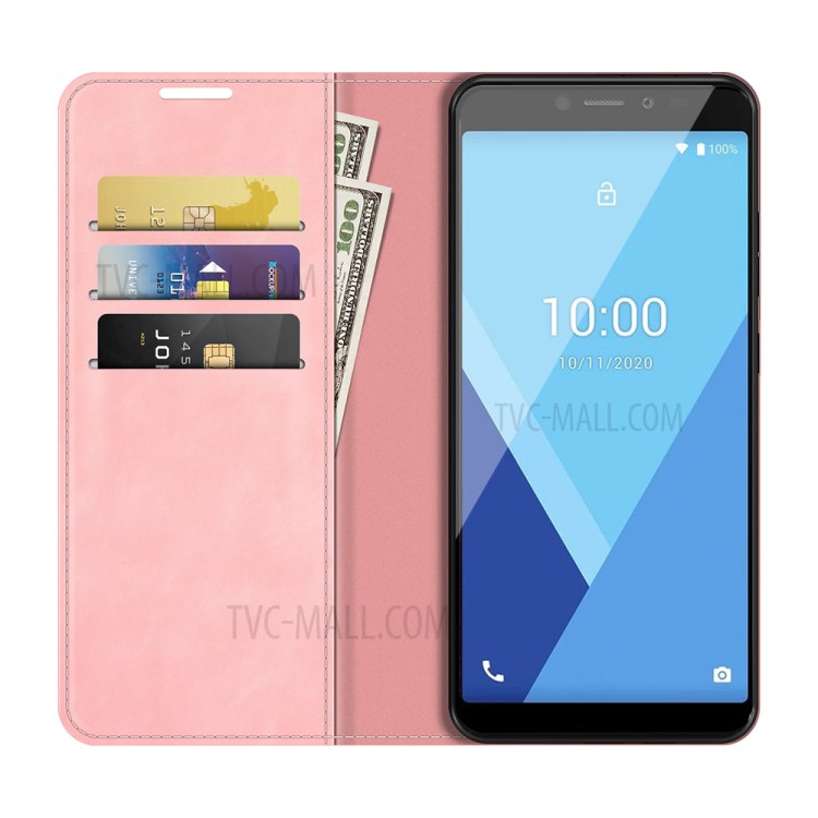 Auto-absorbed Skin Feeling Leather Phone Case for Wiko Y51/Wiko Sunny 5 lite - Pink-2