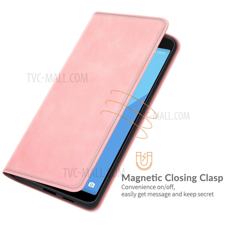 Auto-absorbed Skin Feeling Leather Phone Case for Wiko Y51/Wiko Sunny 5 lite - Pink-4