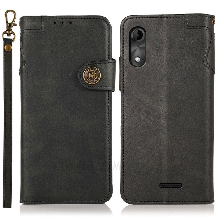 KHAZNEH Shockproof PU Leather Stand Wallet Mobile Phone Cover for Wiko Y51 - Black-1