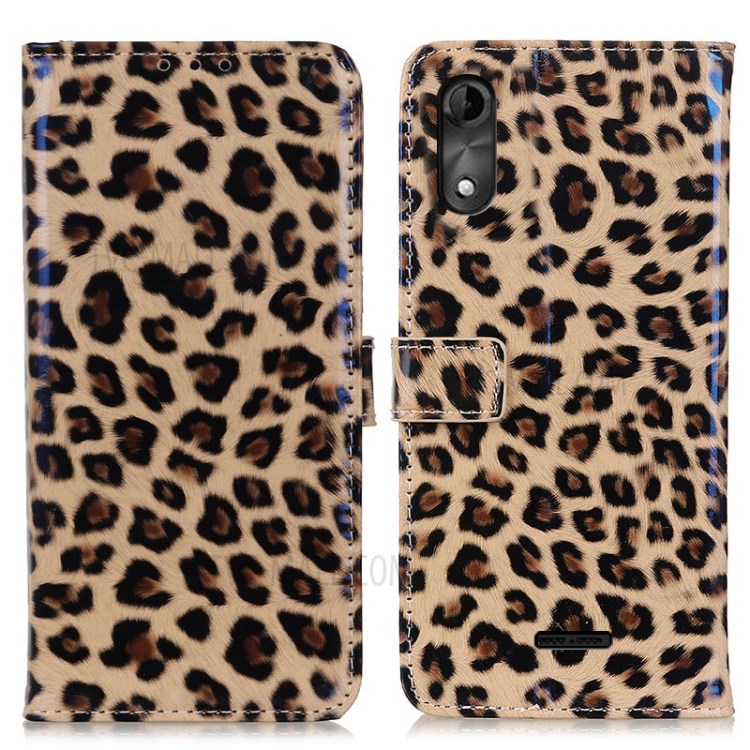Leopard Pattern Leather Wallet Stand Case for Wiko Y51-1