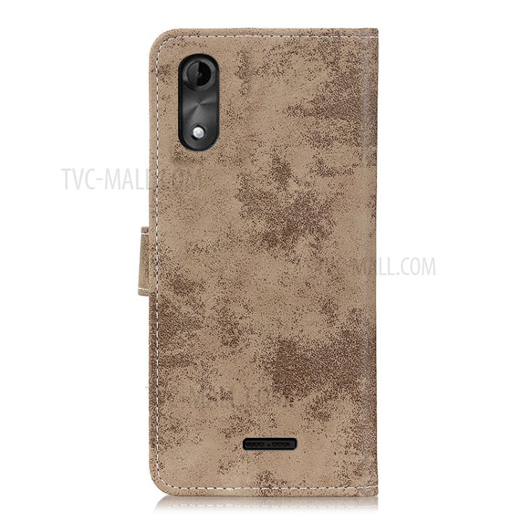 Vintage Style Wallet Leather Stand Shell for Wiko Y51 - Khaki-2