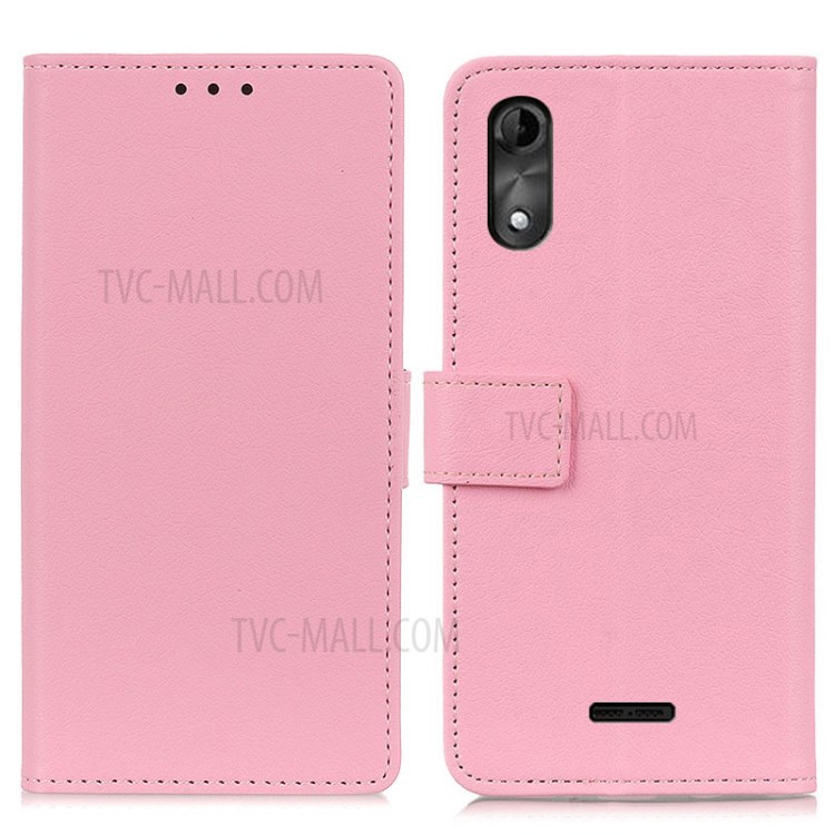 Wallet Leather Stand Case Cover for Wiko Y51 - Pink-1
