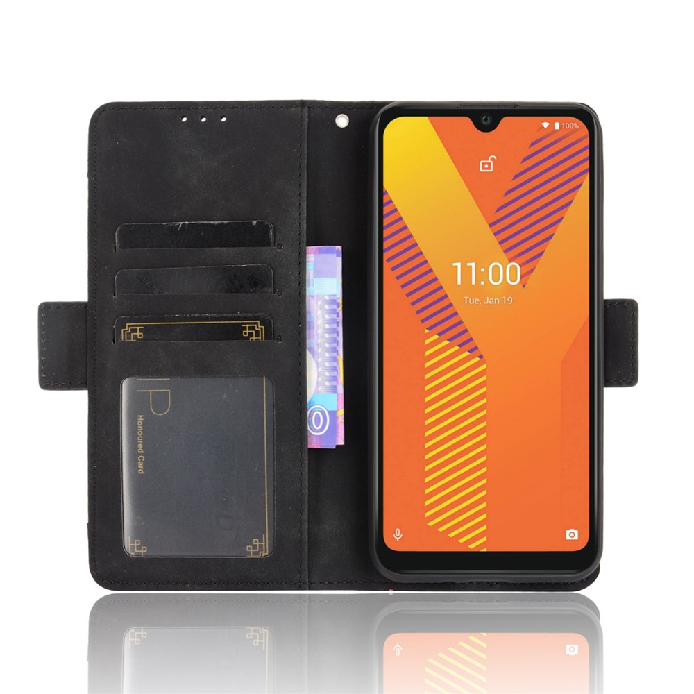 Multiple Card Slots Design Wallet Stand Leather Protection Phone Case Shell for Wiko Y62 - Black-5