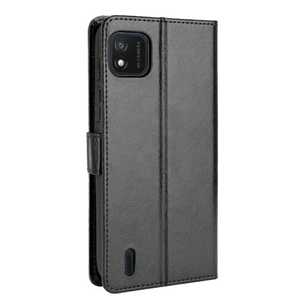 Crazy Horse Texture PU Leather Wallet Stand Phone Case Protector Cover for Wiko Y62 - Black-3
