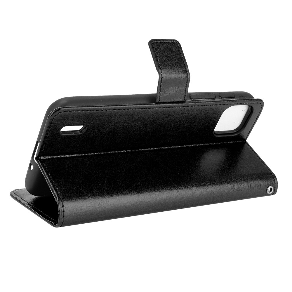 Crazy Horse Texture PU Leather Wallet Stand Phone Case Protector Cover for Wiko Y62 - Black-4
