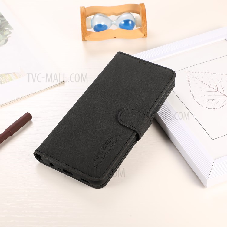 Lint Texture Leather Wallet Shell Case for WIKO Y62 - Black-2