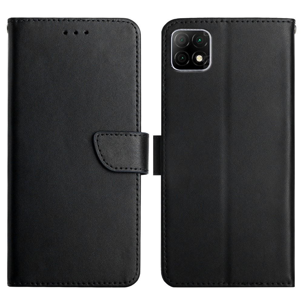 Scratch-resistant Genuine Leather Nappa Texture Protective Phone Case Wallet Stand Function Flip Phone Cover for For Wiko T3 - Black-1