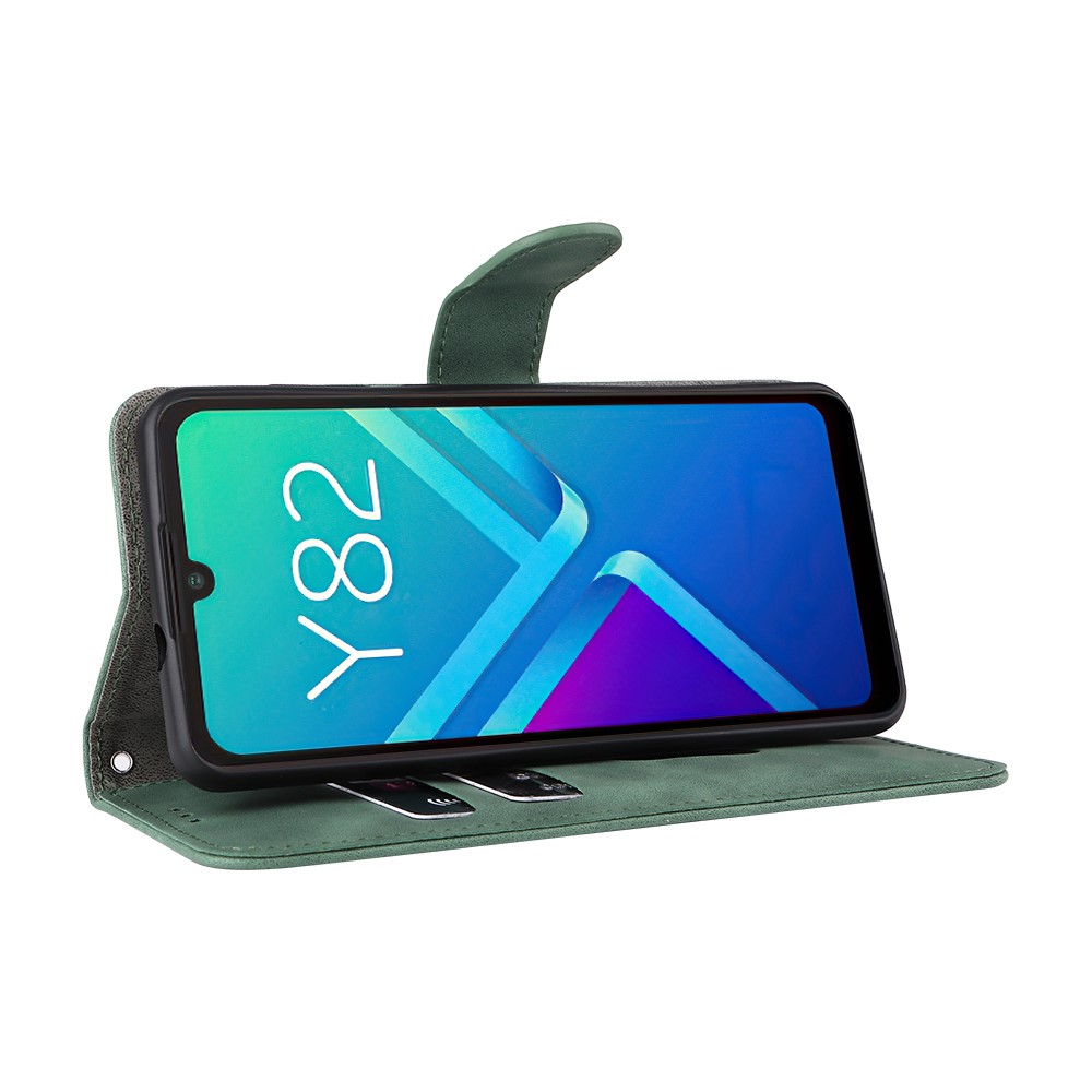 For Wiko Y82 PU Leather + TPU Inner Shell Skin-touch Feeling Shockproof Function Wallet Stand Flip Cover - Green-3