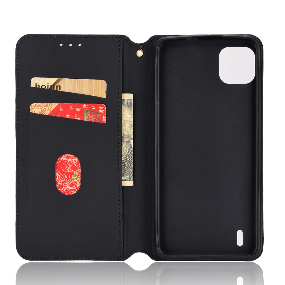 For Wiko Y82 Rhombus Imprinted Auto-absorbed Magnetic Leather Wallet Phone Case Protective Cover with Stand - Black-6