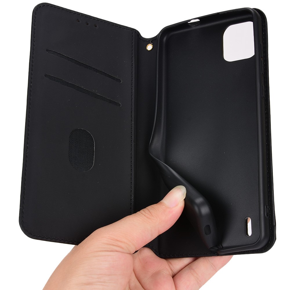 For Wiko Y82 Rhombus Imprinted Auto-absorbed Magnetic Leather Wallet Phone Case Protective Cover with Stand - Black-7