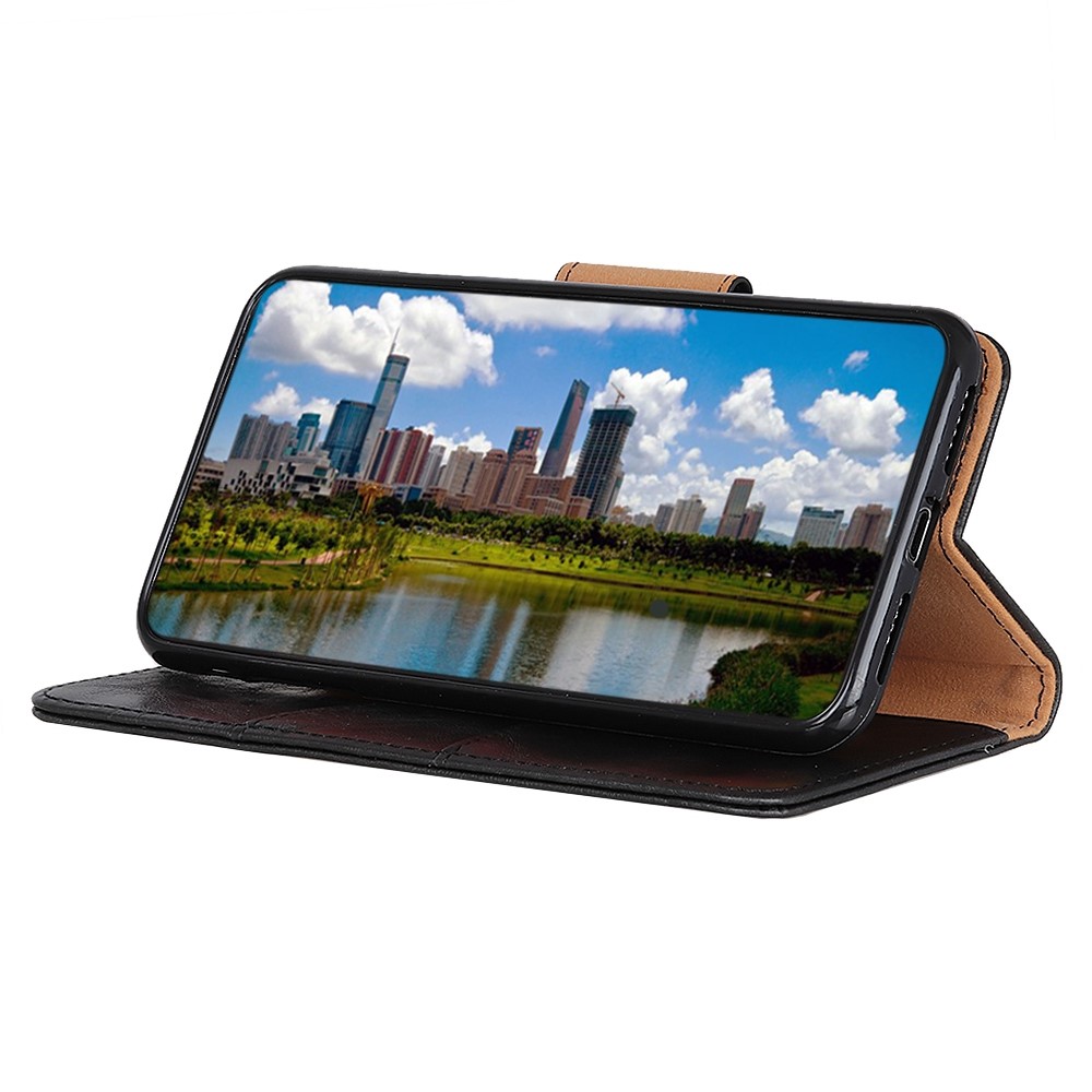 For Oppo Reno7 4G/F21 Pro 4G Crazy Horse Texture Wallet Case Split Leather TPU Inner Shell Stand Flip Folio Phone Cover - Black-2