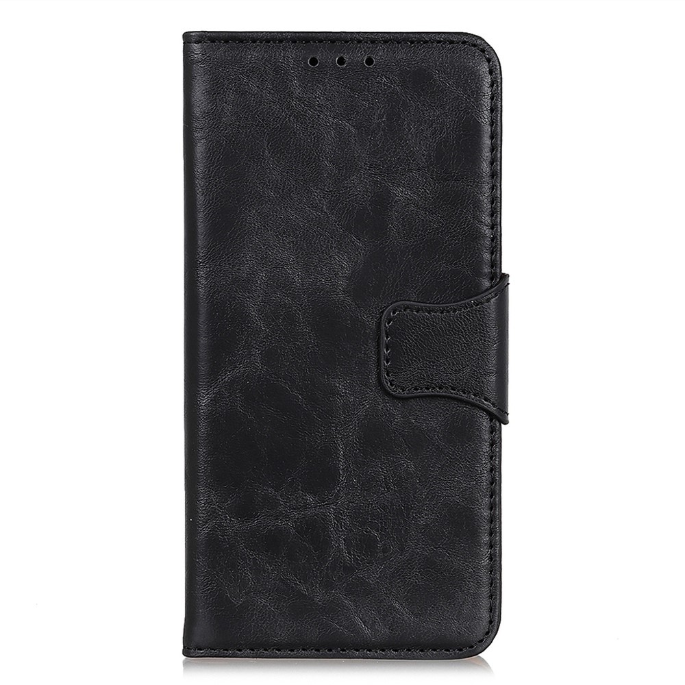 For Oppo Reno7 4G/F21 Pro 4G Crazy Horse Texture Wallet Case Split Leather TPU Inner Shell Stand Flip Folio Phone Cover - Black-7
