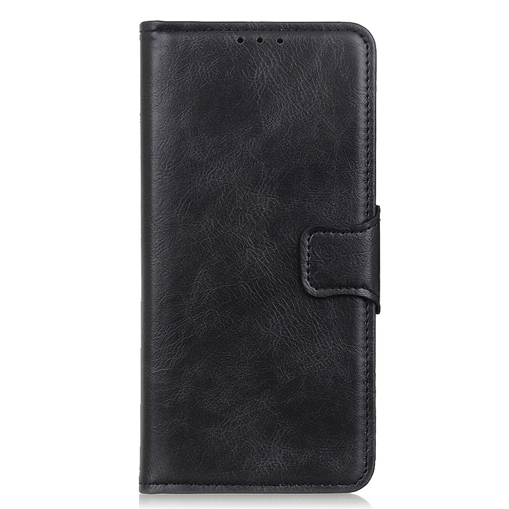 For Oppo Reno7 4G/F21 Pro 4G Stand PU Leather Flip Folio Case Crazy Horse Texture Soft TPU Shockproof Protective Wallet Phone Cover - Black-7