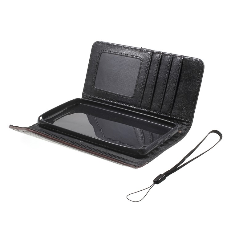 Litchi Texture Leather Wallet Sand Case for Wiko Lenny 3 with Wrist Strap - Brown / Black-10