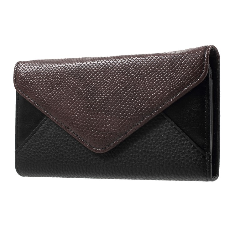 Litchi Texture Leather Wallet Sand Case for Wiko Lenny 3 with Wrist Strap - Brown / Black-3