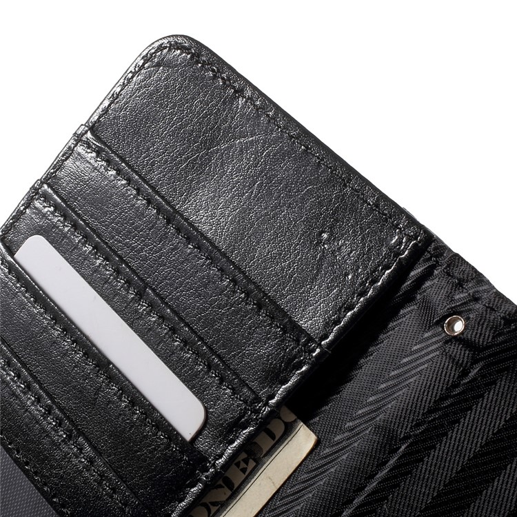 Litchi Texture Leather Wallet Sand Case for Wiko Lenny 3 with Wrist Strap - Brown / Black-5