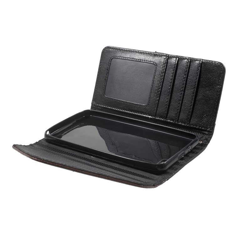 Litchi Texture Leather Wallet Sand Case for Wiko Lenny 3 with Wrist Strap - Brown / Black-9