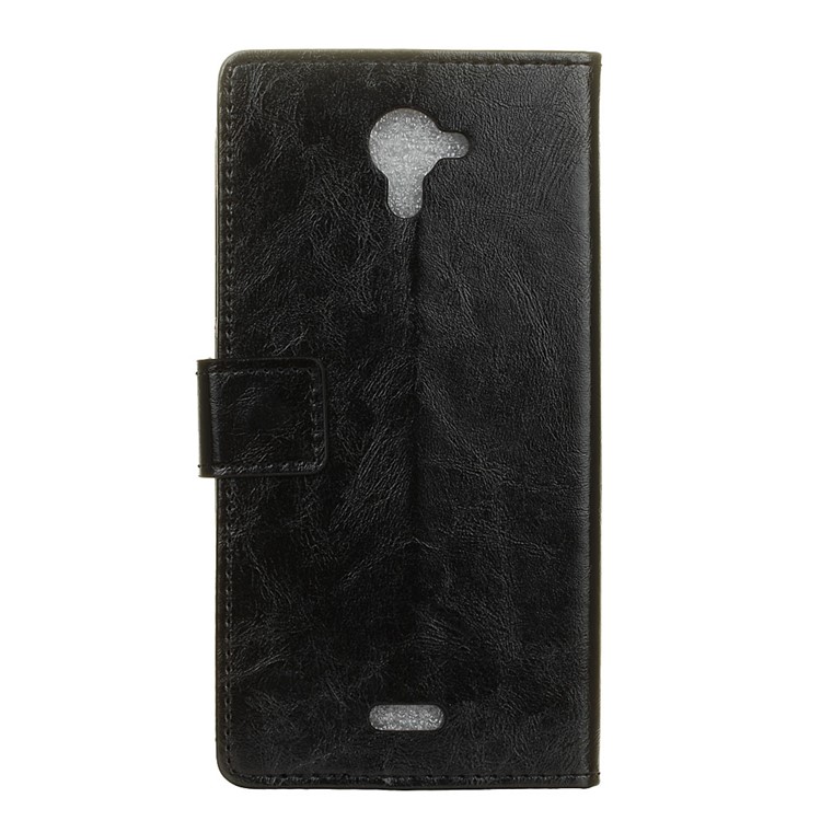 Crazy Horse Leather Wallet Case for Wiko U Feel Fab - Black-2