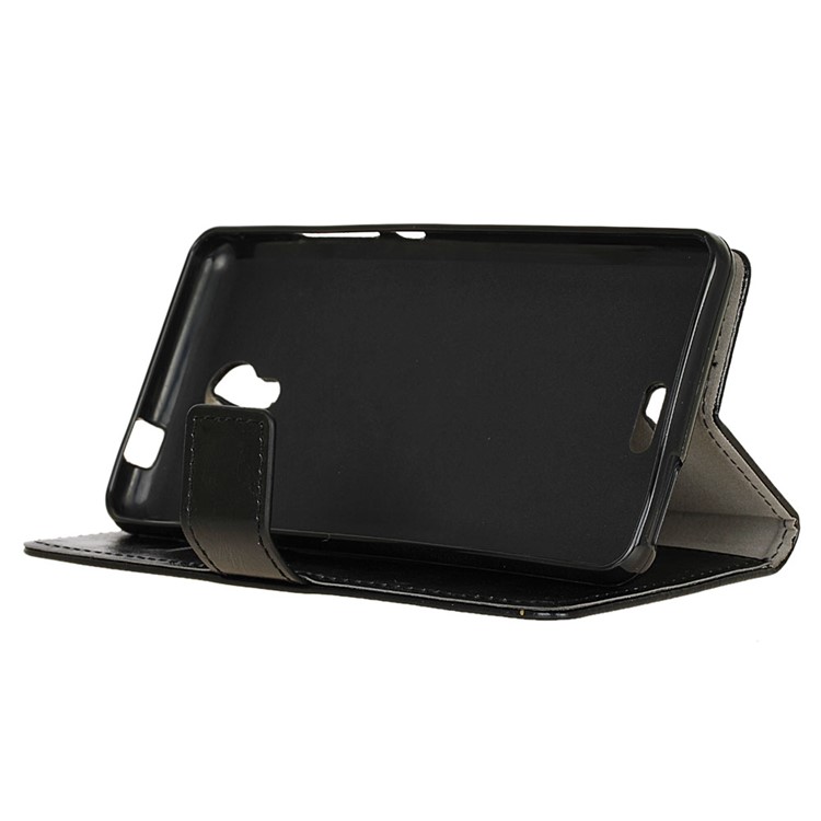 Crazy Horse Leather Wallet Case for Wiko U Feel Fab - Black-4