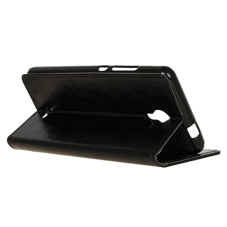 Crazy Horse Leather Wallet Case for Wiko U Feel Fab - Black-5