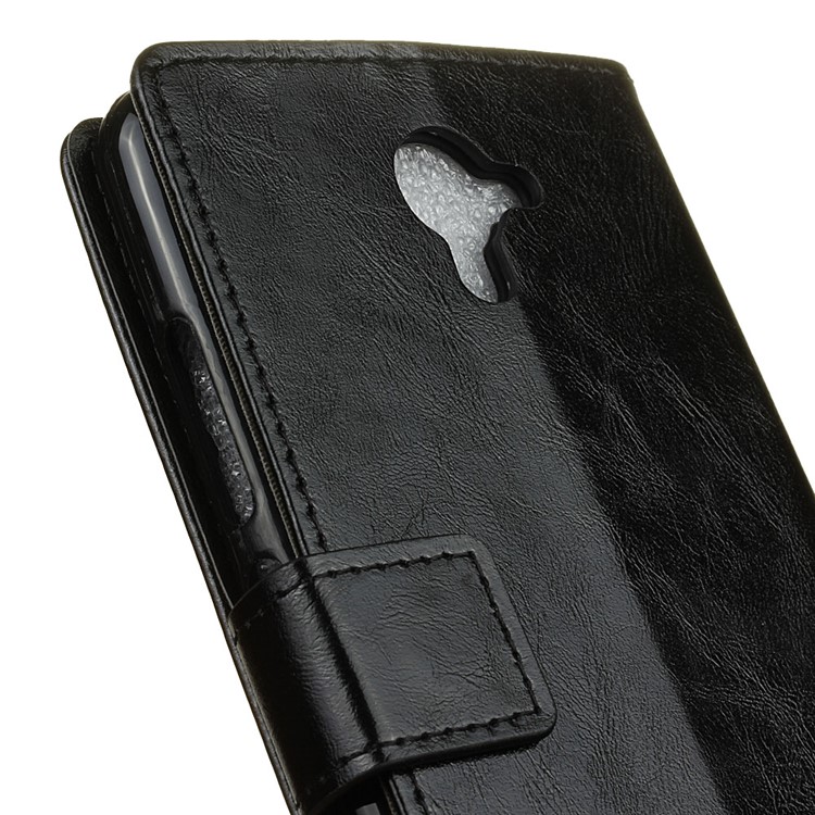 Crazy Horse Leather Wallet Case for Wiko U Feel Fab - Black-7